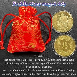 SỈ ĐỒNG XU THẦN TÀI MẠ VÀNG - GIÁ BUÔN BÁN TẶNG KÈM TÚI GẤM ĐỎ, lì xì Tết. giá sỉ - giá bán buôn
