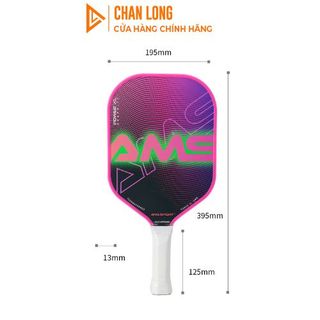 Vợt Pickleball AMS Power XL, Bề Mặt Sợi Carbon Độ Nhám Cao- Tặng Kèm 2 Quả Bóng