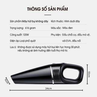 [TRỢ GIÁ] Máy hút bụi cầm tay mini không dây chính hãng HLW, Lực hút siêu mạnh 20.000Pa, Công suất 120w - MHB2