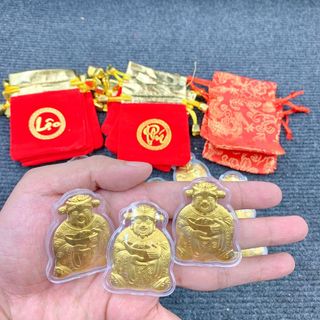 Thỏi Thần Tài Mạ Vàng Cao Cấp Tặng Túi Gấm giá sỉ - giá bán buôn, lì xì Tết.
