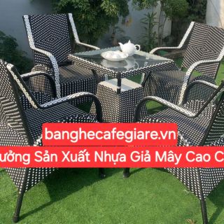 Bàn ghế Nhựa Giả Mây cafe cao cấp ngoài trời ghế mây cho Resort giá rẻ
