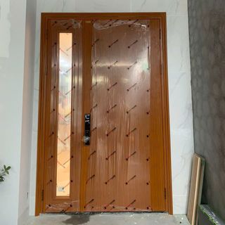 Cửa Thép Vân Gỗ 2 cánh lệch