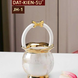 Hũ gia vị Lọ đựng gia vị có thìa Bộ hũ gia vị nhà bếp có tay cầm viền vàng gốm sứ cao cấp ( THÙNG 90 BỘ )