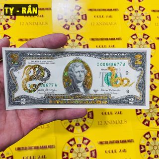 Bộ Tiền 2 USD Con Rắn Mạ Vàng 3D Làm Quà Tặng, Sưu Tầm, Trang Trí Siêu Đẹp, Quà Tết Độc 2025, sỉ giá tốt
