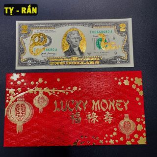 Bộ Tiền 2 USD Con Rắn Mạ Vàng 3D Làm Quà Tặng, Sưu Tầm, Trang Trí Siêu Đẹp, Quà Tết Độc 2025, sỉ giá tốt