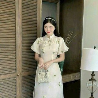 SÉT ÁO DÀI 2 LỚP VOAN ÁNH KIM THÊU KÈM TÀ TRONG LỤA MIX QUẦN PHI LỤA SIÊU XINH CHO BẠN GÁI