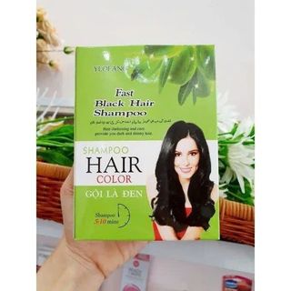 Hộp 10 Gói Dầu Gội Nhuộm Đen Tóc Thảo Dược Ylofang Olive