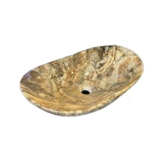 Chậu lavabo vân đá màu nâu vàng làm bằng sứ kiểu thuyền mã 601S
