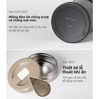 Bộ hộp cơm giữ nhiệt TAFUCO 1.5L Inox 304 + tặng kèm set muỗng đũa và túi giữ nhiệt