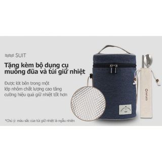 Bộ hộp cơm giữ nhiệt TAFUCO 1.5L Inox 304 + tặng kèm set muỗng đũa và túi giữ nhiệt