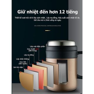 Cốc giữ nhiệt có tay cầm TAFUCO 500ml Inox 316L (xanh than, nâu)