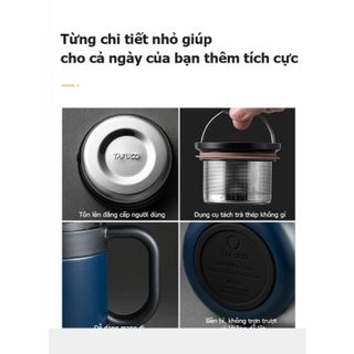 Cốc giữ nhiệt có tay cầm TAFUCO 500ml Inox 316L (xanh than, nâu)
