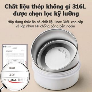 Bộ hộp cơm giữ nhiệt TAFUCO 2.5L Inox 316L + tặng kèm set muỗng đũa, túi giữ nhiệt