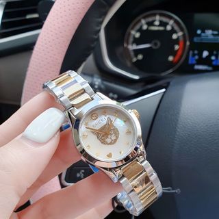 ĐỒNG HỒ NỮ CAO CẤP GU CII MẶT MÈO XINH XẮN DÂY THÉP 6