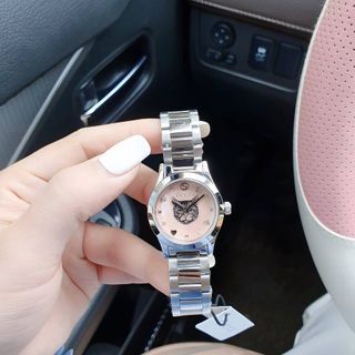 ĐỒNG HỒ NỮ CAO CẤP GU CII MẶT MÈO XINH XẮN DÂY THÉP 6