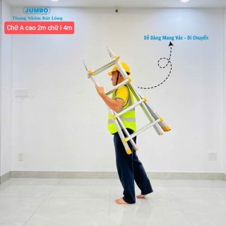 Thang rút lồng chữ A 2m nhôm dày nhất 1.7mm Jumbo