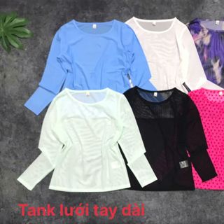 Áo lưới tay dài trơn Chất liệu: lưới mịn Size: ML Ri: 22