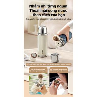 Bình giữ nhiệt có nút bấm TAFUCO Ionic One Touch 480ml Inox 316 (Tím Pastel, Trắng kem)