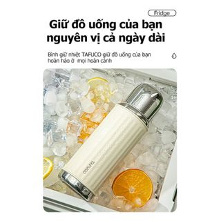 Bình giữ nhiệt có nút bấm TAFUCO Ionic One Touch 480ml Inox 316 (Tím Pastel, Trắng kem)