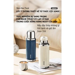 Bình giữ nhiệt có nút bấm TAFUCO Ionic One Touch 480ml Inox 316 (Tím Pastel, Trắng kem)
