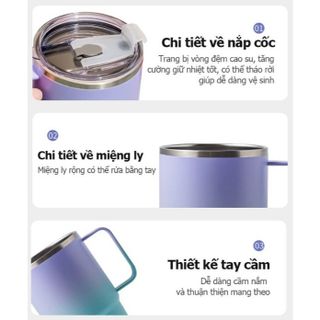 Ly giữ nhiệt có tay cầm TAFUCO 567ml Inox 304 Handle Stylish Travel Tumbler (xanh đậm, trắng)