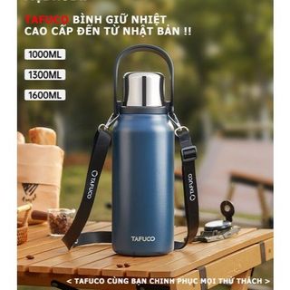 Bình giữ nhiệt TAFUCO có dây đeo 1L/1.3L Inox 316L Outdoor Activity(xanh than, đen, trắng kem)