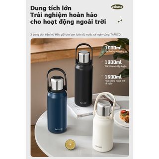 Bình giữ nhiệt TAFUCO có dây đeo 1L/1.3L Inox 316L Outdoor Activity(xanh than, đen, trắng kem)