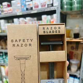 Dao cạo râu Safety Razor thép không ghỉ-Màu Đen