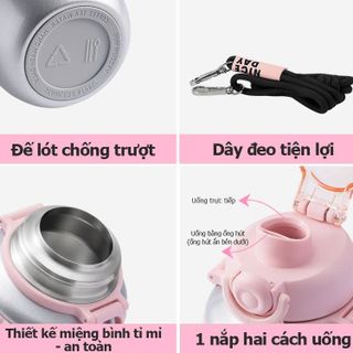 Bình giữ nhiệt TAFUCO 600ml Inox 316 Fashionista CutieBelly Tumbler (hồng bạc, vàng xanh)