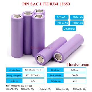 Sỉ Pin 18650 Pin Sạc Lithium 3.7V 800mAh Đầu Bằng Dung Lượng Cao