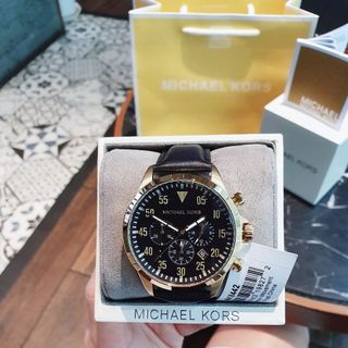 ĐỒNG HỒ NAM CAO CẤP M KORS DÂY DA MẶT CHONOGRAP 3