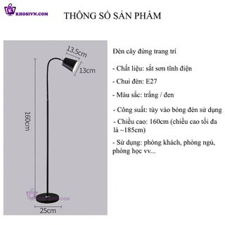 Sỉ Đèn Cây Đứng Dáng Cao Trang Trí Phòng Khách Phòng Ngủ Đọc Sách Dùng Bóng LED E27, PX-6011 màu trắng, đen