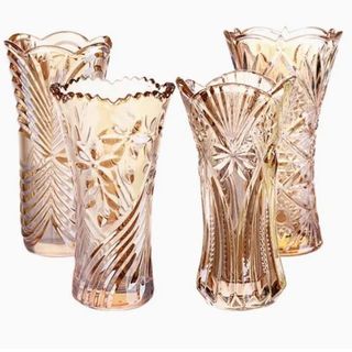 BÌNH CẮM HOA THỦY TINH PHA LÊ VÀNG 25CM