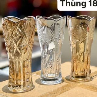 BÌNH CẮM HOA THỦY TINH PHA LÊ VÀNG 25CM