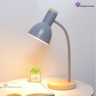 Sỉ Đèn Học Để Bàn Cắm Điện D1006 Đế Gỗ, màu xám, xanh, vàng, hồng