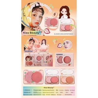 Phấn má hồng KissBeautyhighlighter màu đẹp, lâu trôi, 2in1
