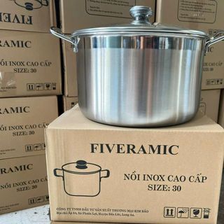 BỘ NỒI INOX NẮP KÍNH FIVERAMIC FR- 30CM