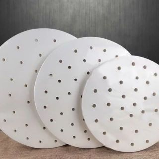 Tập 100 tờ Giấy đục lỗ dùng 1 lần để hấp, nướng, đường kính 20cm