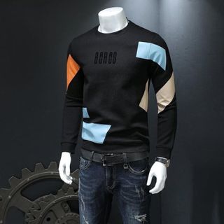 Áo Sweater áo nam màu đen tay dài in chữ B0h0s - giá sỉ - giá buôn