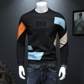 Áo Sweater áo nam màu đen tay dài in chữ B0h0s - giá sỉ - giá buôn