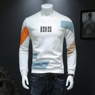 Áo Sweater nam màu trắng kem in chữ b0h0s - giá sỉ - giá buôn