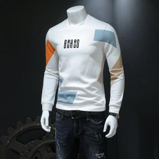 Áo Sweater nam màu trắng kem in chữ b0h0s - giá sỉ - giá buôn