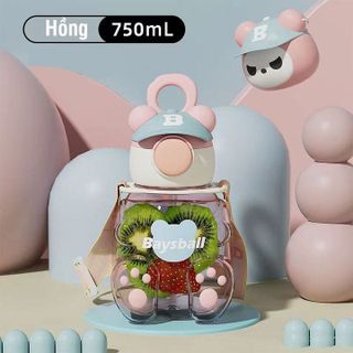 BÌNH UỐNG NƯỚC CHO BÉ CÓ ỐNG HÚT VÀ DÂY ĐEO GẤU 750ML 45118 - LADY'S PASSION