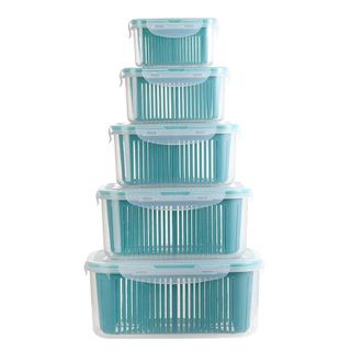 BỘ 5 HỘP ĐỰNG BẢO QUẢN THỰC PHẨM TỦ LẠNH, KÈM RỔ VÀ LẮP ĐẬY BẢO QUẢN HÚT CHÂN KHÔNG TIỆN DỤNG GD119 - LADY'S PASSION