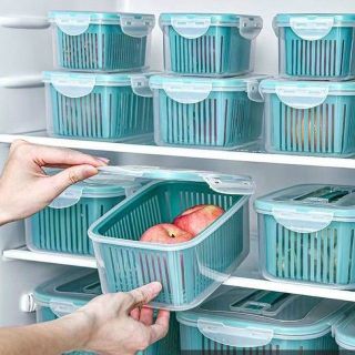 BỘ 5 HỘP ĐỰNG BẢO QUẢN THỰC PHẨM TỦ LẠNH, KÈM RỔ VÀ LẮP ĐẬY BẢO QUẢN HÚT CHÂN KHÔNG TIỆN DỤNG GD119 - LADY'S PASSION