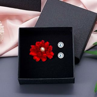 Ghim cài áo hoa mẫu đơn Tráng men thời trang cao cấp dành cho nữ (5cm)