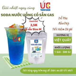 SODA BIỂN XANH BỘT HÒA TAN HƯƠNG VIỆT QUẤT, NƯỚC UỐNG GIẢI KHÁT CÓ GAS, KHÔNG CẦN SIRO, THƠM NGON TÚI 500GR - LADY'S PASSION