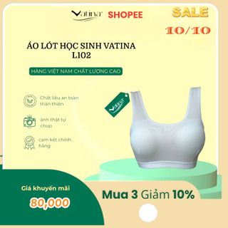 Áo ngực học sinh coton kiểu 3 lỗ có móc gài  mút dành cho học sinh cấp 2,3 VATINA L102