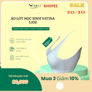 Áo ngực học sinh coton kiểu 3 lỗ có móc gài  mút dành cho học sinh cấp 2,3 VATINA L102