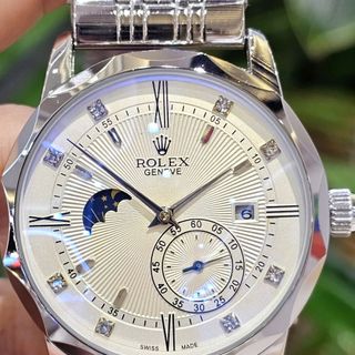 Đồng hồ Ro lex cơ thép đúc lịch sun moon